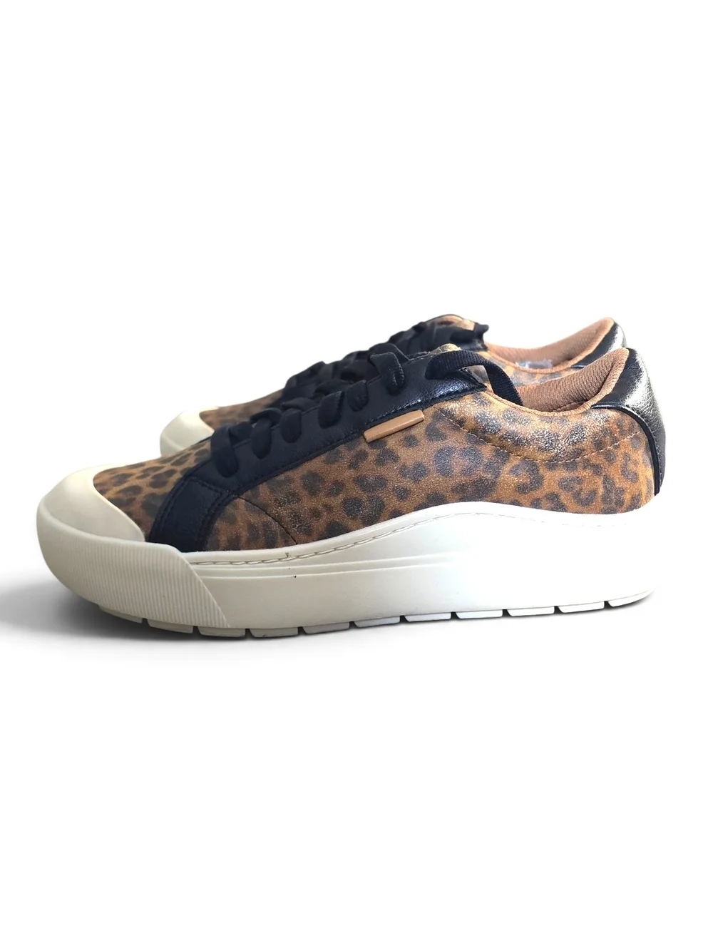 Dr. Scholl's Time Off Leopard Print Platform Sneakers Women's 7 Leather
